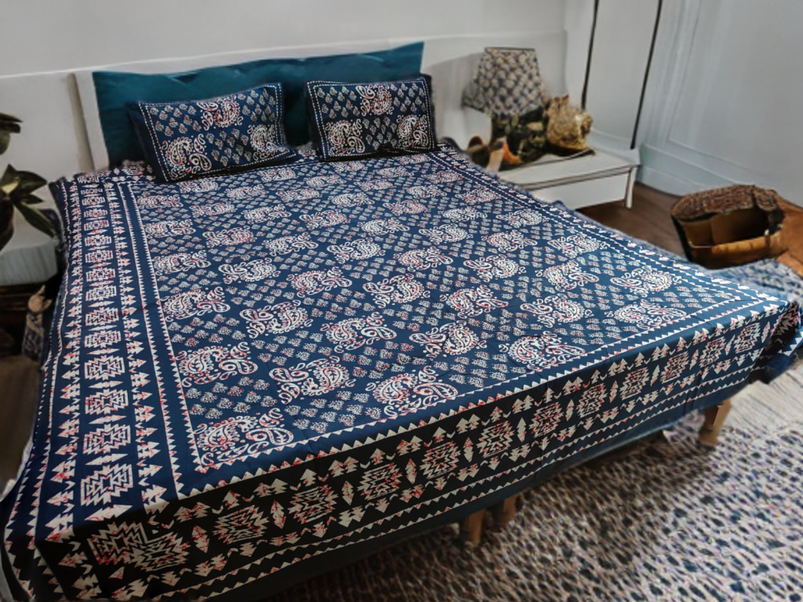 PURE COTTON JAIPUR HAND BLOCK PRINT DOUBLE BEDSHEET SET