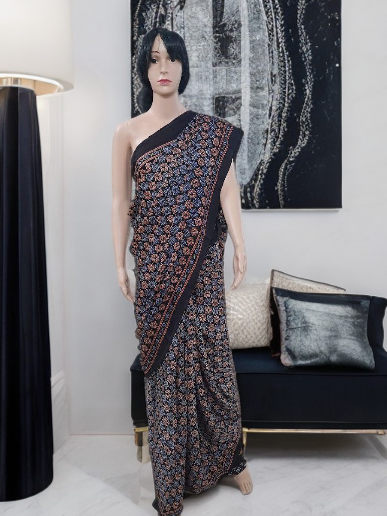 Ajrakh Modal Silk Saree