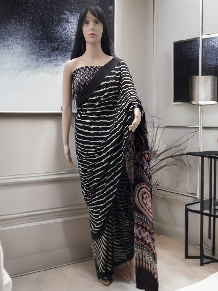 Ajrakh Modal Silk Saree