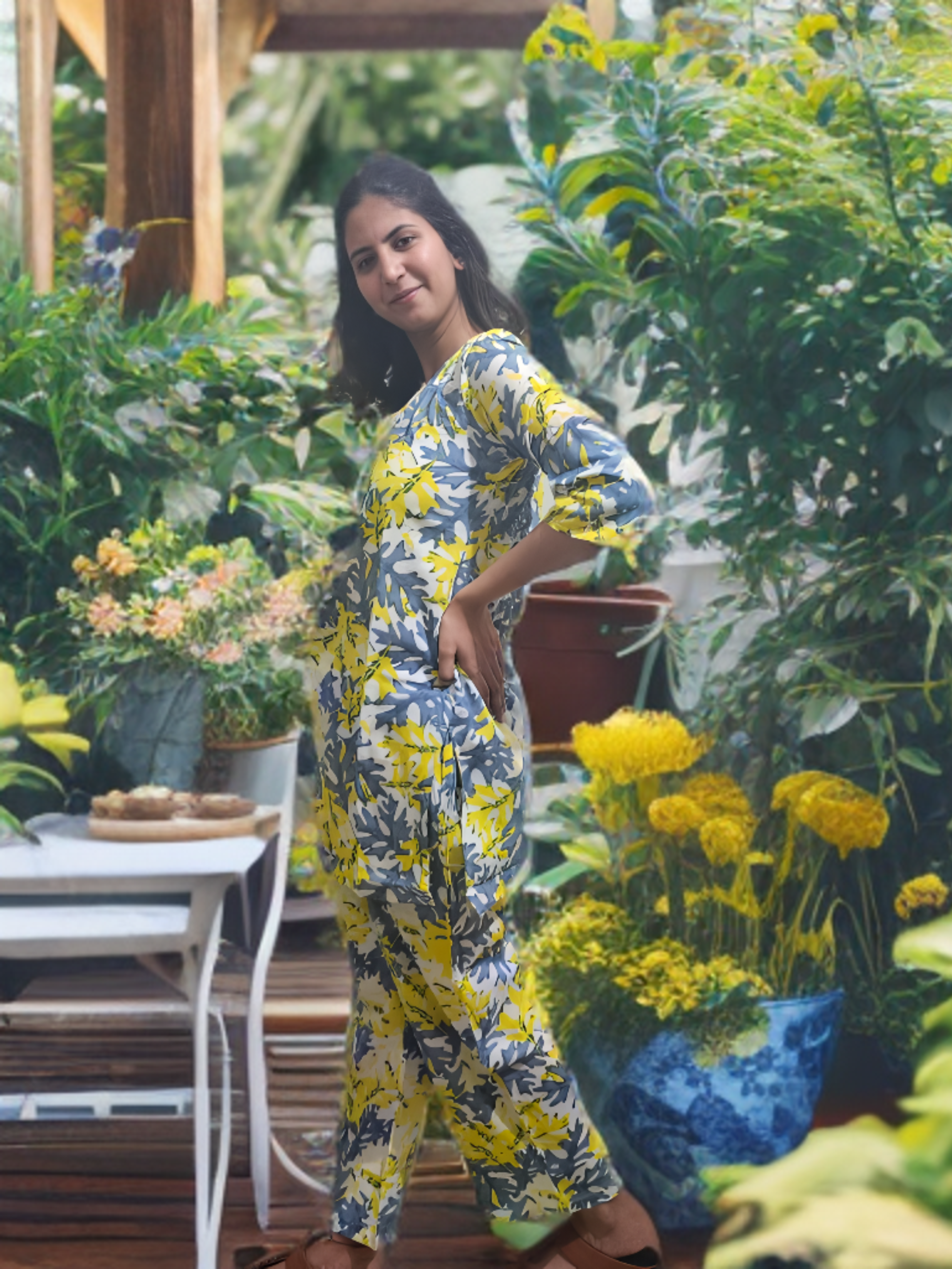 CO-ORD SET YELLOW WHITE & GREY 