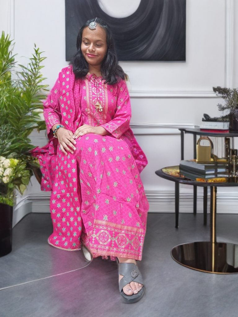 Monsoon Vine Jaipur Sanganeri Cotton Suit Set