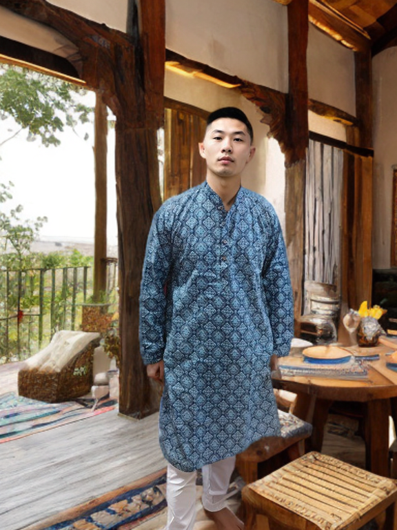 Bhuj Indigo Classic – Men's Cotton Rayon Kurta
