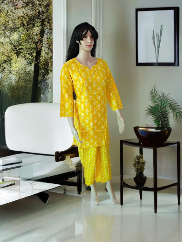 Jaipur Sanganeri Cotton Co-ord Set – Marigold Joy