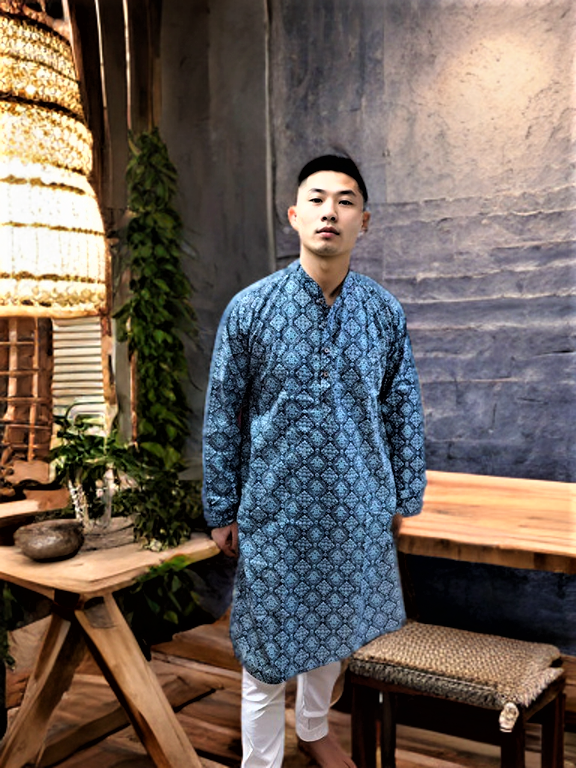 Bhuj Indigo Classic – Men's Cotton Rayon Kurta
